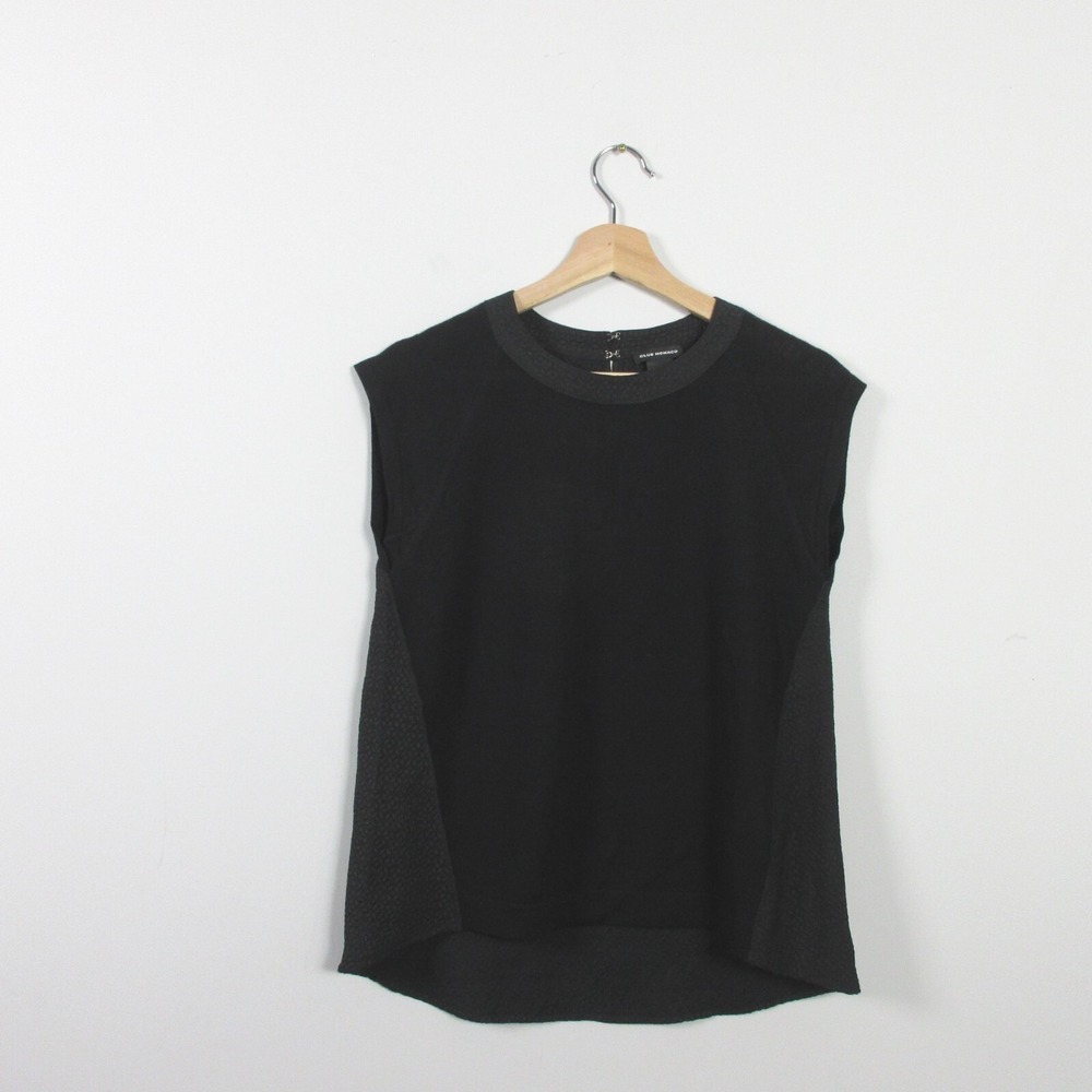 Club Monaco Womens Sleeveless Top Black Wool Textured Luxury Blouse S 112